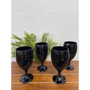 Libbey Tear Drop Black Water Goblets - Set of 4